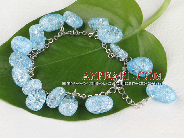 7.5 inches blue burst pattern crystal bracelet with extendable chain