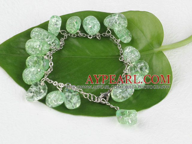 7.5 inches green burst pattern crystal bracelet with extendable chain