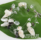 7.5 inches white teeth pearl and crystal bracelet