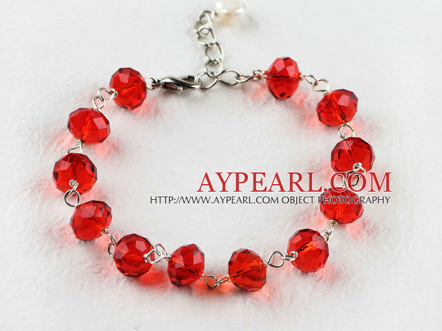 7.5 inches manmade red crystal bracelet with extendable chain