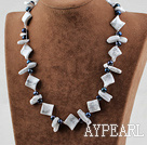 19 inches white pearl and howlite necklace with moonlight clasp