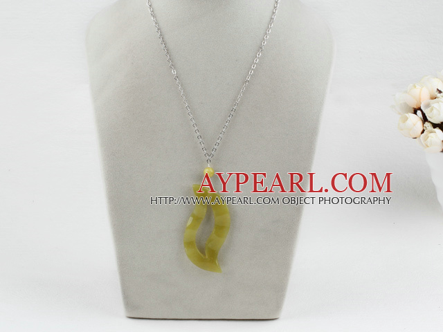 18 inches lemon jade necklace with metal chain