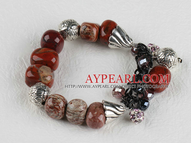 assorted red jasper stone elastic bracelet