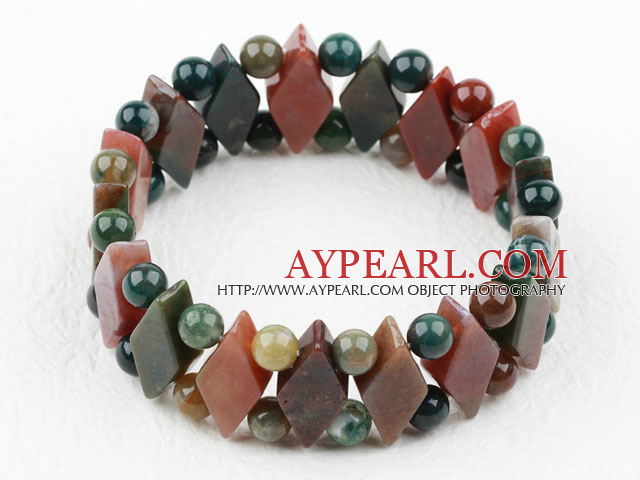 Assorted Indian Agate Elastic Bangle Bracelet