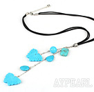 simple and fashion butterfly turquoise Y shape necklace with extendable chain