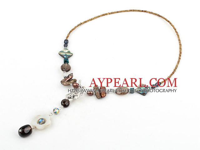 popular pearl  crystal and shell necklace