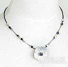 gem and black lip shell necklace with extendable chain