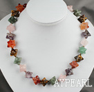 Multi Color Three-dimensional Star Shape Agate Tiger Eye Aventurine Amethyst and Multi Stone Necklace