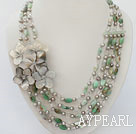 pearl white crystal green opal and black lip shell necklace 