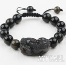 Bracelet obsidienne 12mm avec Le Fils du Dragon