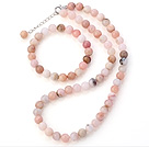 Hübsche Natur 9mm Runde Pink Opal Perlen -Halskette mit Matched -elastisches Armband Schmuck-Set