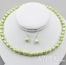 8-9mm Apple Green barocke Perle Set (Halskette und Ohrringe Matched)
