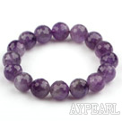 12mm Round Faceted Amethyst Stretch Armreif