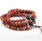 Naturlig Red Jasper Bønn armbånd med sort Agate og sterling sølv perler (kan også være halssmykke)