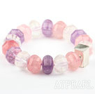 Rose Série naturelle quartz rose et améthyste et Clear Bracelet Cristal Bracelet élastique avec la Thaïlande Argent Accessoire