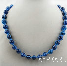 Stil de moda rotund 10mm albastru Agate colier cu margele lucrate Drawstring