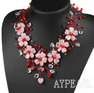 Elegant und Big Style Pink Series Rosenquarz und Rot und Kristall Partei Halskette