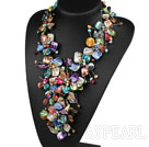 Elegant och Big Style Blandade Mulit Color Multi Pearl Shell Flower Party halsband