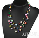 Multi Strands Assorted Multi Color Shell Beads Necklace
