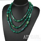 Lang stil Assorted Multi Shape Fasettert Grønn Agate halskjede