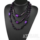 Lang stil Assorted Multi Shape Fasettert Purple Agate halskjede