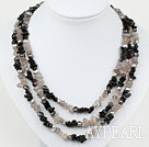 Grau Black Series Three Strands Pearl und Black Gray Agate Halskette