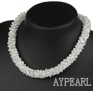 Bold Style Fashion Faceted Clear Crystal Necklace with Magnetic Clasp