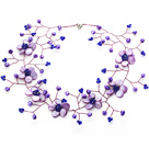 Elegant stil Purple Pearl Crystal og Shell Flower halskjede