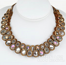 Fashion Style transparent avec cristal coloré tissé collier plastron avec ruban de velours Couleur Café