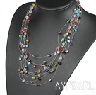 Fancy Style Multi Layer Blandade Multi Color Crystal Halsband