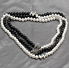 Assorted White Pearl und Amethyst Halskette mit Moonlight Schließe