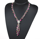 Verschiedene Rosa Series Rosa und Multi Color Runde Jade Y-Form Halskette mit weißen Süßwasser-Zuchtperlen