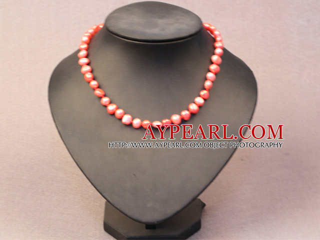 Simple Trendy Style Women Natural Bright Orange Potato Pearl Necklace