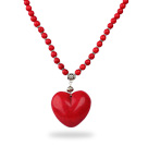 Conception classique Collier Rond Turquoise teints en rouge avec pendentif en forme de coeur