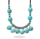 New Design Burst Pattern Turquoise Necklace with Tibet Silver Tube Accessory