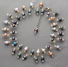 Eté 2013 New Design Noir et multi perles d'eau douce de couleur et Clear collier en cristal
