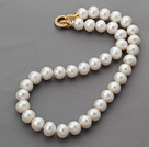 Classic Design Round A Grade White Freshwater Pearl Beaded Knotted Necklace with Gold Plated Clasp