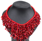 Fashion Multi -Strand 4 - 5mm Blålig Svart Freshwater Pearl og svart Gass Perler Twisted Wrap Necklace