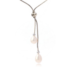 Lovely Natural 8-9mm Drop Shape White Freshwater Pearl Pendant Necklace