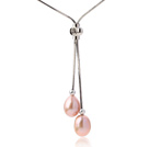 Belle forme naturelle 8 -9mm baisse rose collier pendentif perle d'eau douce