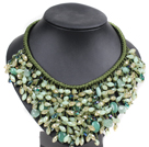 Fashion 9 - 9.5mm A Grade Vita sötvattenspärla pärlstav halsband med Rhinestone Flower Pendant