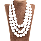 Amazing 3 Strands Disc Shape Natural White Shell Necklace(Can be made in other colors)
