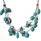 Vintage Style Multi Strands Burst Pattern Turquoise Leather Necklace