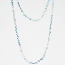 Lange Halskette Schmuck 6-7mm Light Blue Perle Kristall Halskette