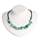 Aventurine side hole irregular fresh natural style rope necklace