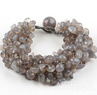 Wide and Big Style 6-7mm Gray Agate Woven Bracelet