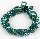 Multi Strands Faceted Green with Colorful Crystal Bracelet