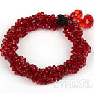 Multi Strands Fasett Röd med färgglada kristall armband