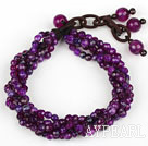 Multi Strands 4mm Faceted Purple Agate Beaded Bracelet