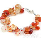 Multi Strands Natural Color Agate Armband mit Silber Farbe Draht